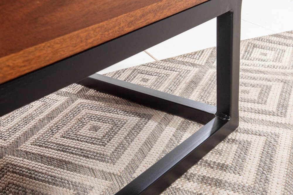 Höhenverstellbarer Couchtisch MAKASSAR FUNCTION 110cm braun Sheesham Massivholz stone finish