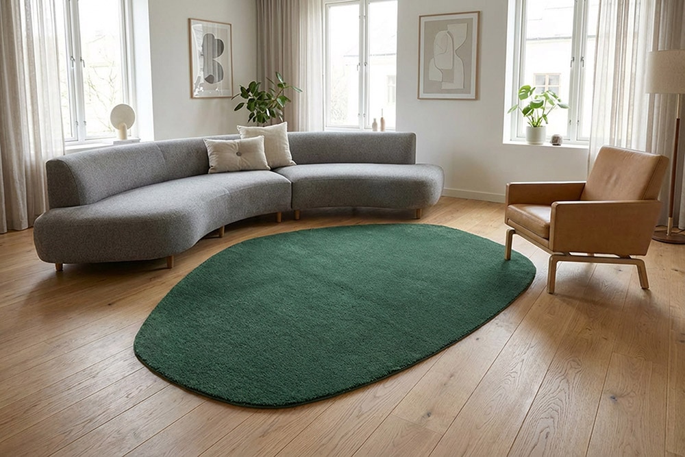 Design Teppich ORGANIC 180x120cm grün Hochflor Indoor-Teppich organische Form