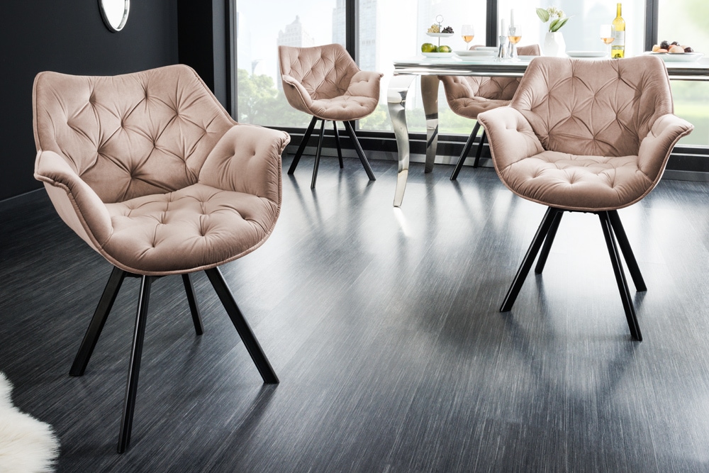 Drehbarer Stuhl THE DUTCH COMFORT greige Samt mit Armlehnen Modern Design