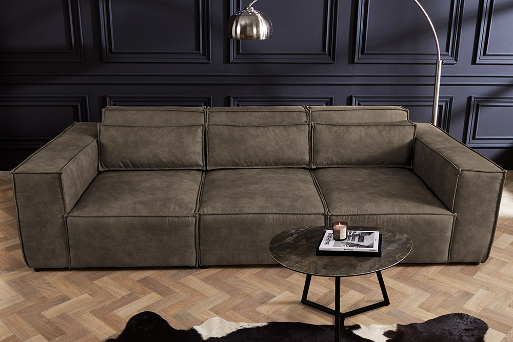 Design 3-Sitzer Sofa BOSSA NOVA 260cm antik taupe Microfaser Couch Wohnzimmer
