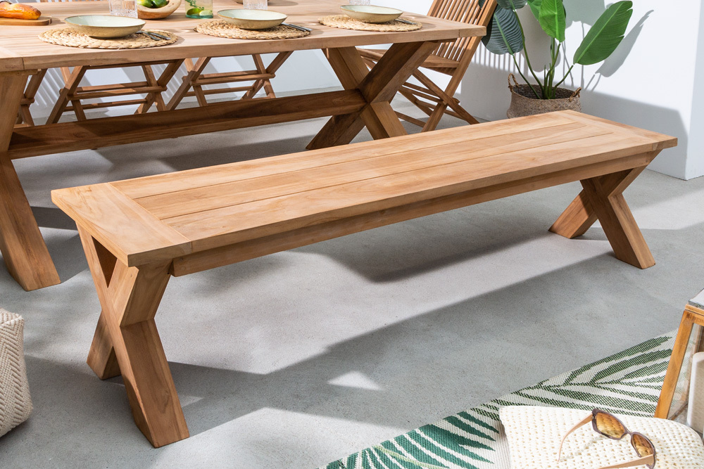 Massive Gartenbank EMPIRE TEAK 180cm Sitzbank Teakholz wetterfest