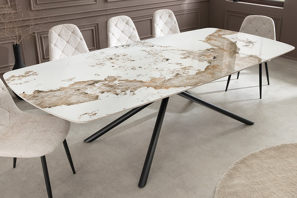 Design Esstisch OSAKA 160cm weiß schwarz Pandora Keramik Sterngestell Metall » Jetzt kaufen