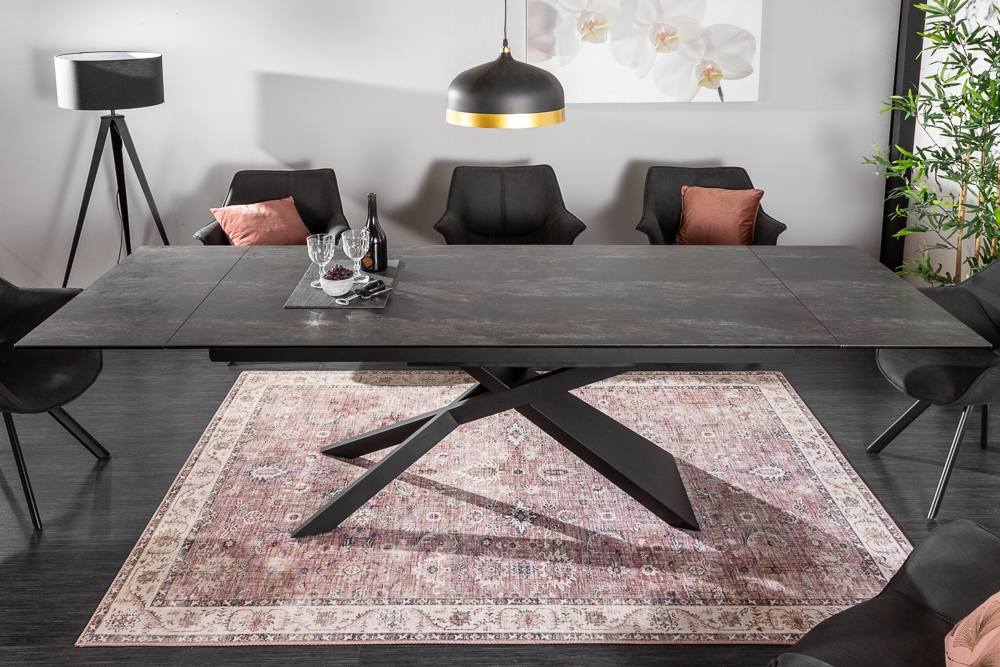 Ausziehbarer Esstisch EUPHORIA 180-220-260cm anthrazit Lava Keramik made in Italy