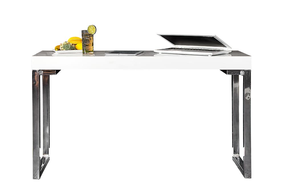 Design Konsole WHITE DESK 120cm weiß Hochglanz Bürotisch