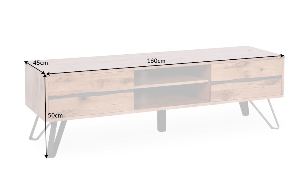 Massives TV-Board LIVING EDGE 160cm Wildeiche geölt Baumkanten Lowboard