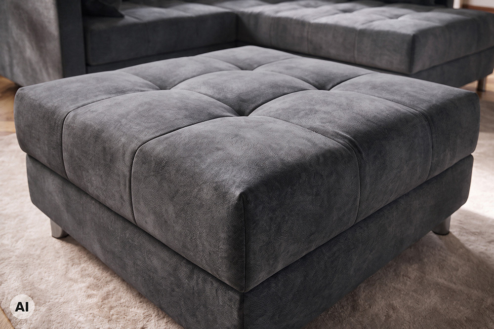 Hocker KENT 100cm grau Samt Taschenfederkern silberne Füße Sitzhocker Fußhocker
