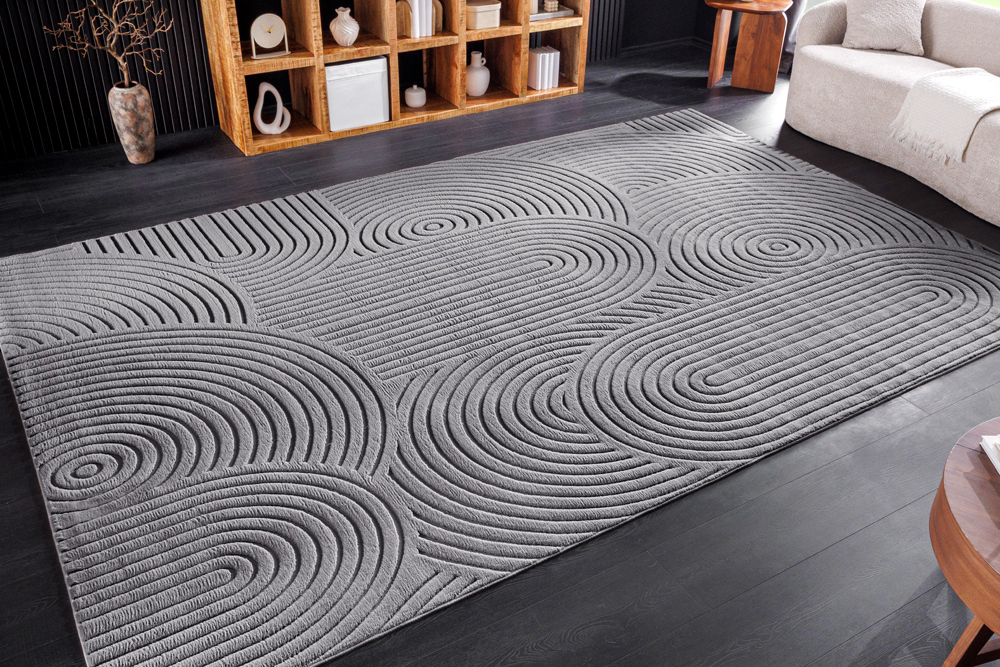 3D strukturierter Kurzflor Teppich ART DECO 350x230cm grau Hoch-Tief-Effekt » Jetzt kaufen