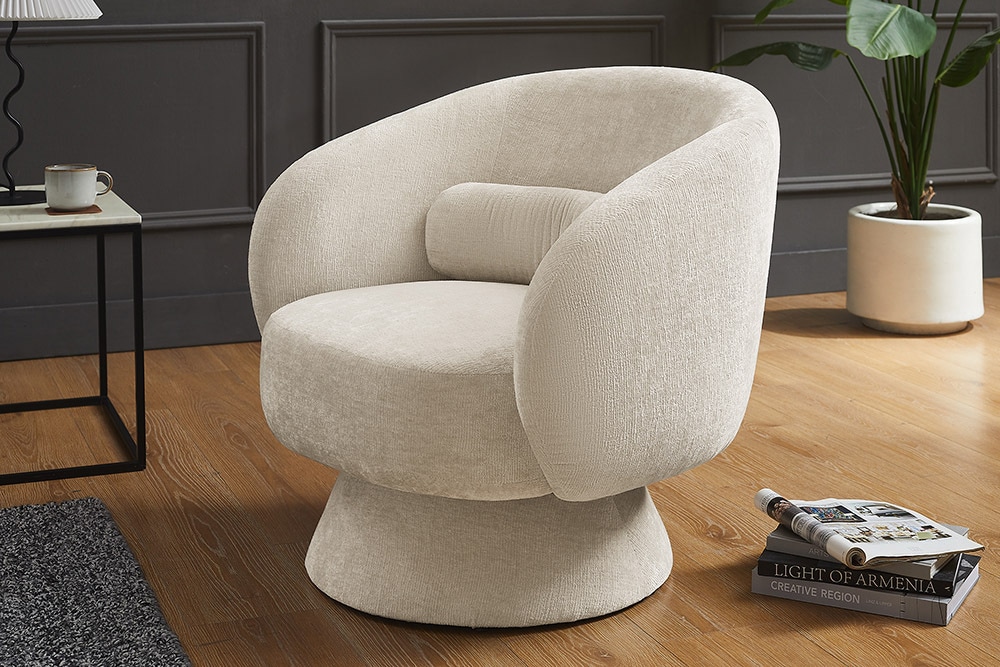 Drehbarer Design Sessel BOSSA NOVA beige Chenille
