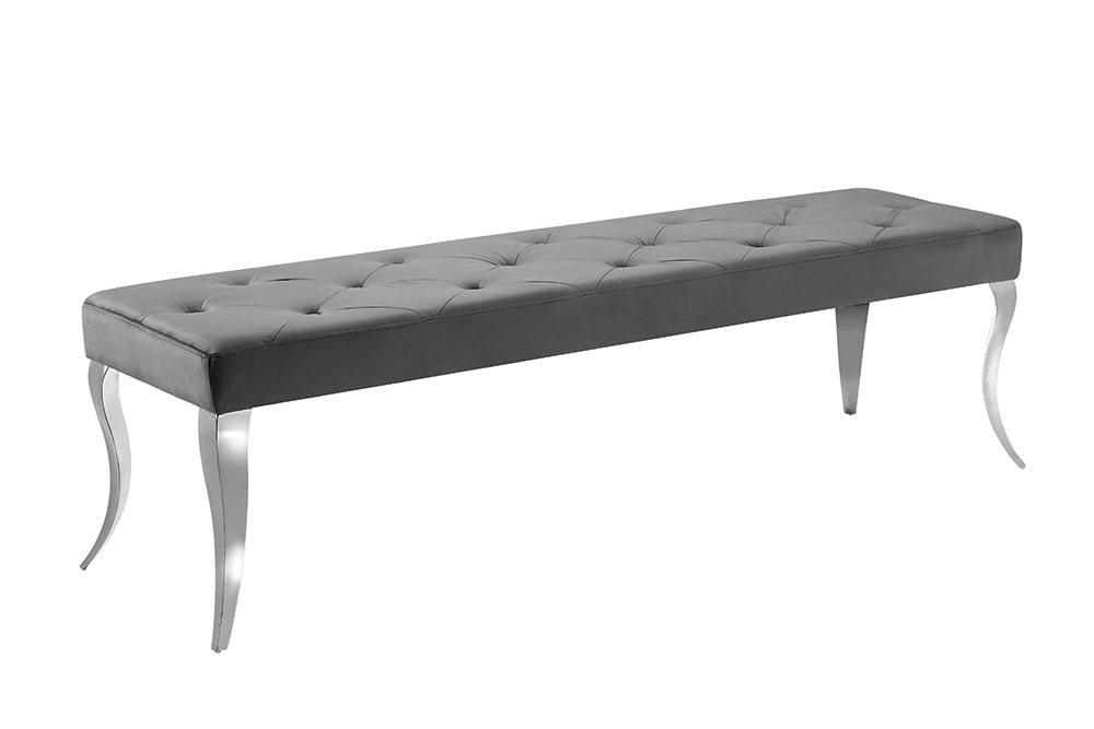 Chesterfield Sitzbank MODERN BAROCK DELUXE 170cm grau Samt silber Edelstahl » Jetzt kaufen