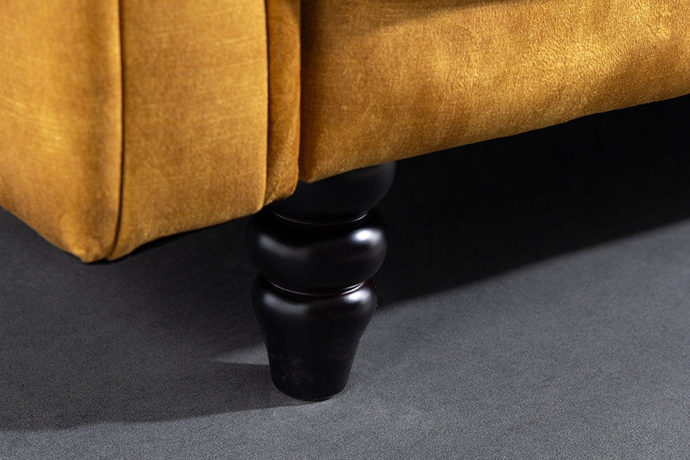 3-Sitzer Sofa MAISON BELLE AFFAIRE 220cm senfgelb Samt mit Schlaffunktion