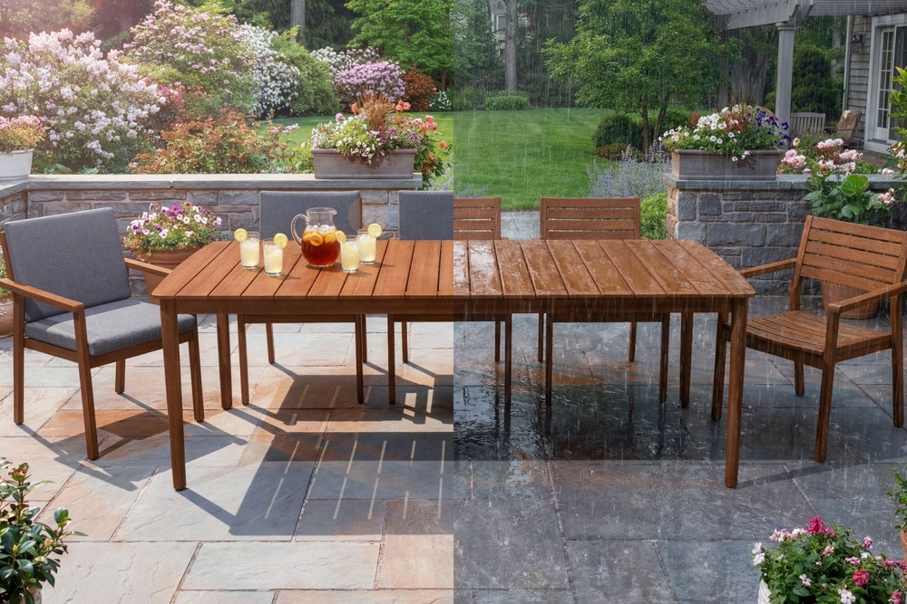 Wetterfester Gartentisch KOPENHAGEN 220cm braun Akazie honey finish Massivholz Outdoor