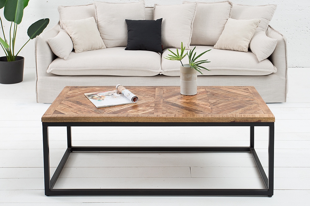 Massiver Couchtisch INFINITY HOME 100cm Mangoholz Industrial Design