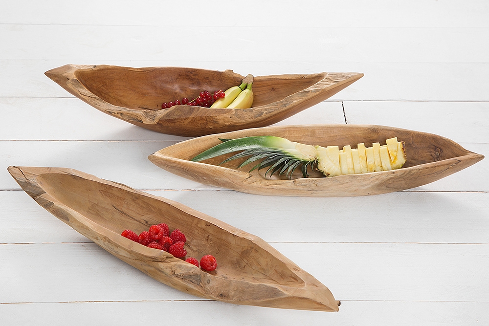 Massive Schale NATURE BOAT 60cm natur Teakholz Wurzelholz