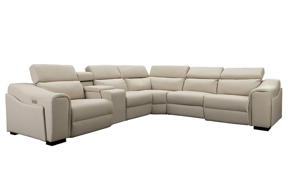 Multifunktionales Ecksofa PRIME 300cm beige Kunstleder Relaxfunktion Getränkehalter