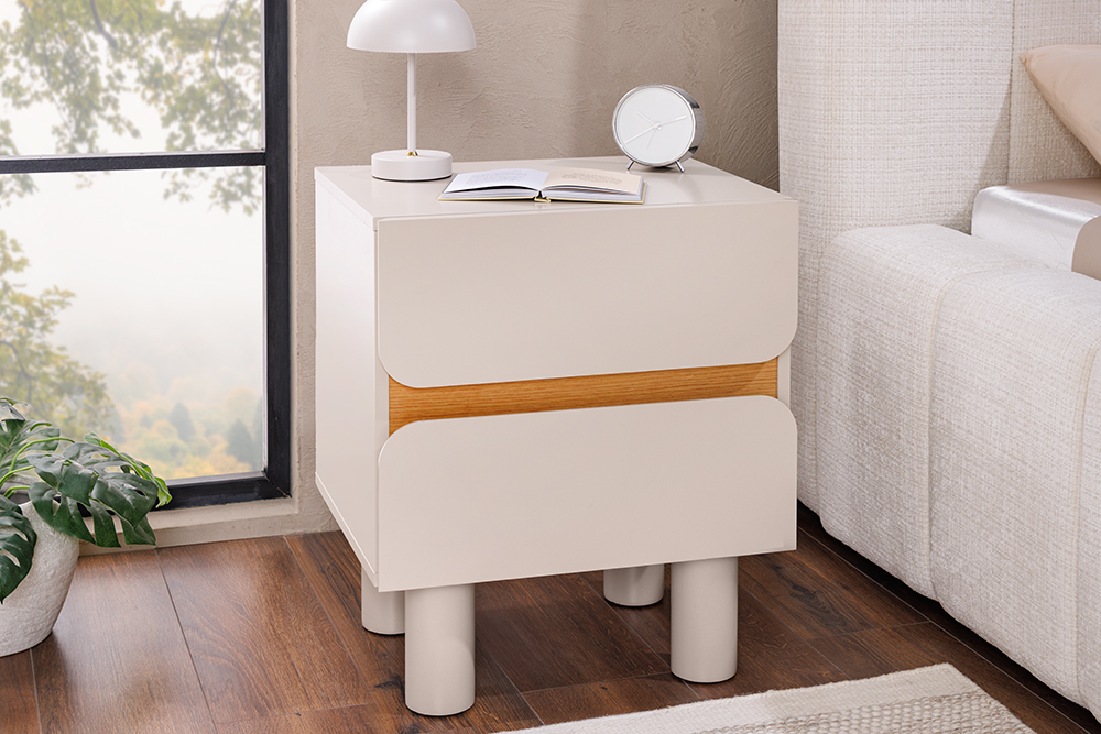 Design Nachtschrank COSMO 60cm cashmere weiß Eiche zwei Schubladen Design Nachtschrank COSMO 60cm cashmere weiß Eiche zwei Schubladen
