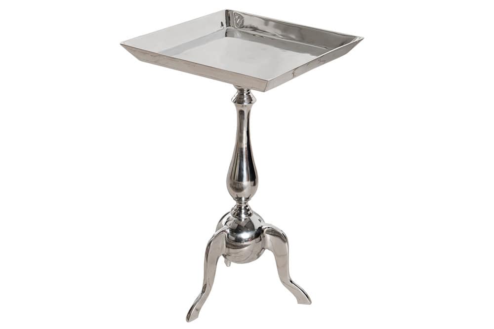 Filigraner Beistelltisch TRAYFUL 55cm silber Aluminium Tablett-Tisch