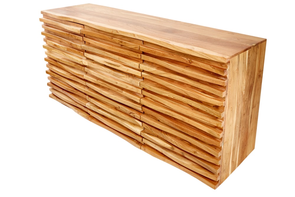 Massivholz Sideboard RELIEF 160cm Akazie Kommode mit Schubladen aufwändige Front