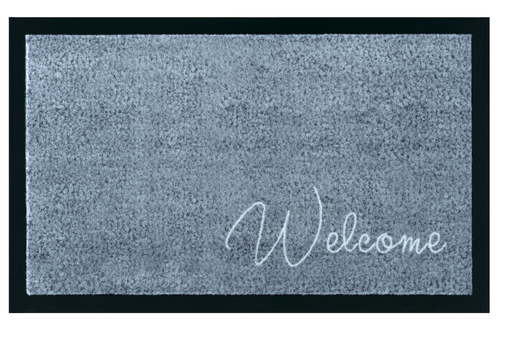 Strapazierfähige Fußmatte CLEAN WELCOME 75x45cm blau grau Fußabtreter Modern Design