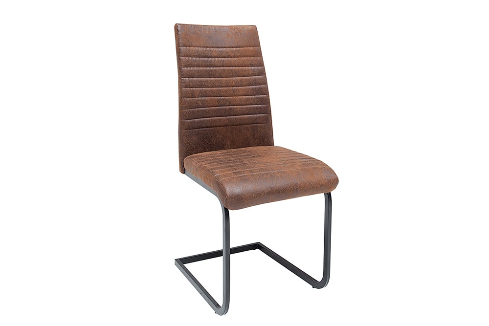 Industrial Freischwinger Stuhl APARTMENT antik braun mit Metallgestell