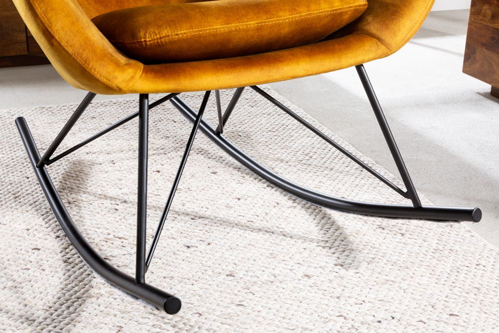 Design Schaukelstuhl SCANDINAVIA SWING senfgelb Samt Sessel