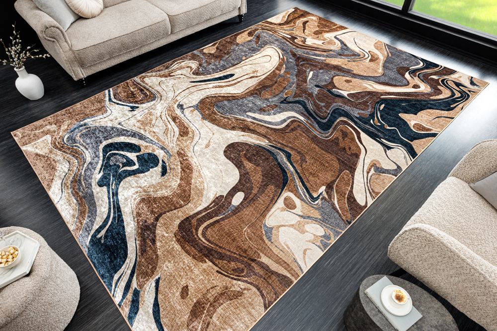 Moderner Teppich EARTH 230x160cm braun beige blau Flachgewebe Indoor