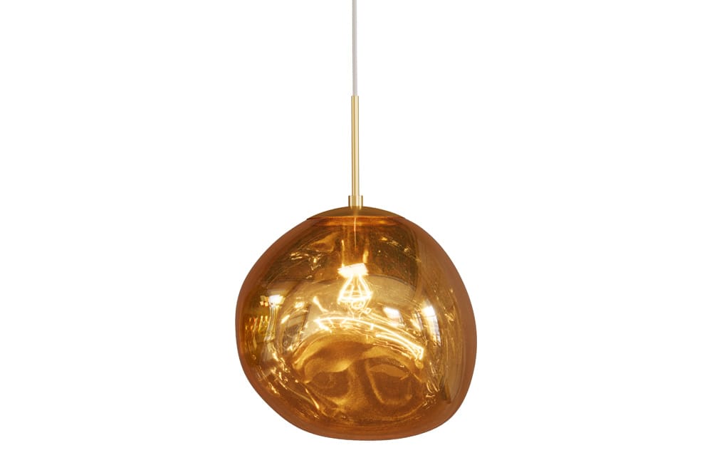 Runde Hängelampe LIQUID DIAMOND 20cm gold Glas Stahl Kugelleuchte
