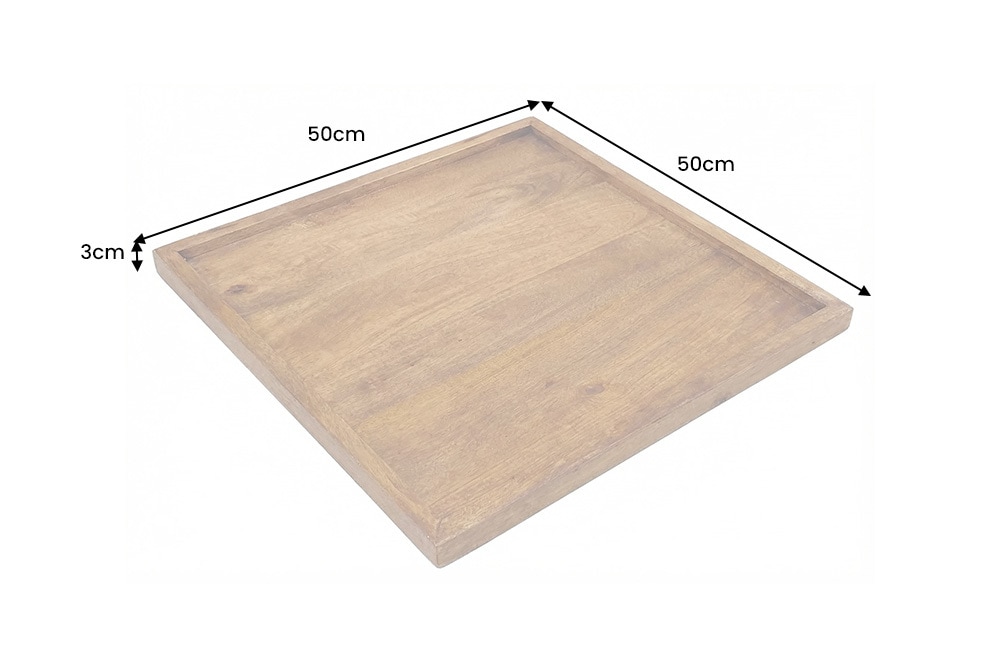 Massives Tablett MAKASSAR 50cm braun Mangoholz honey finish handmade