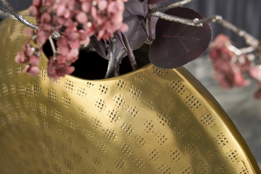 Elegantes Vasen 2er Set ORIENTAL 44cm gold im Grid Hammerschlag Design
