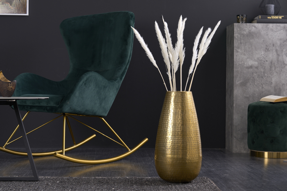 Elegante Vase ORIENT 50cm gold im Grid Hammerschlag Design