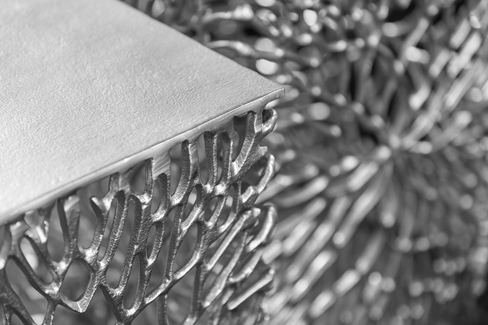 Filigranes Beistelltisch 2er Set ABSTRACT LEAF 45cm silber Handarbeit