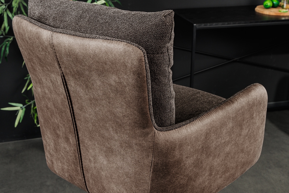 Drehbarer Design Barhocker BIG GEORGE taupe Samt Taschenfederkern mit Armlehnen Metall