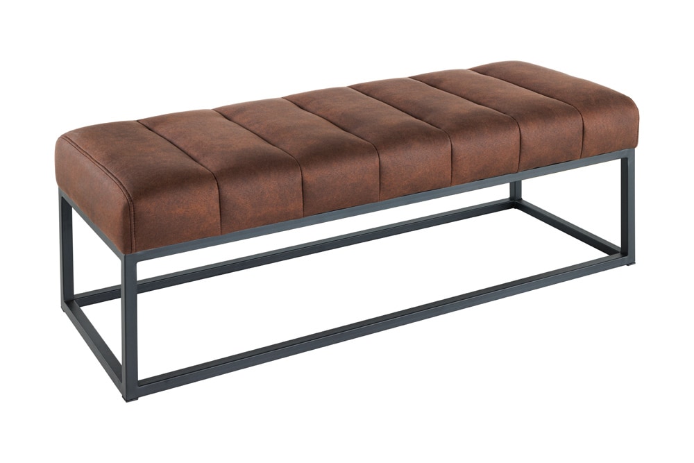 Design Sitzbank PETIT BEAUTÉ 110cm antik braun Microfaser schwarzes Metallgestell