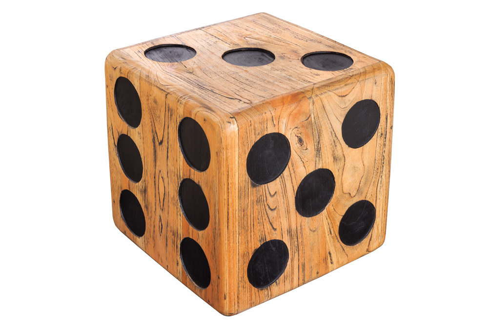 Massiver Würfelhocker CUBE 40cm natur Mindiholz Beistelltisch stapelbar