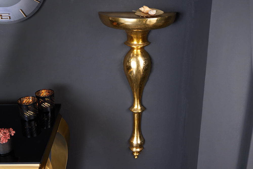 Barock Wandkonsole SCALA 80cm gold Metall Wandregal handmade Wanddekoration
