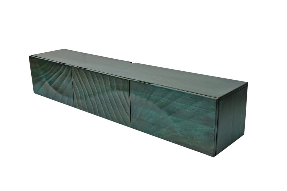 Massives TV-Board SCORPION 160cm türkis Mangoholz hängend Lowboard