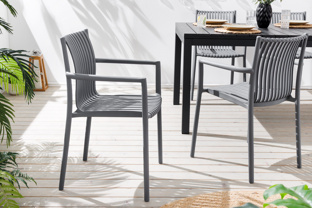 In- und Outdoor Stuhl STUDIO ITALIA anthrazit stapelbar wetterfest Gartenstuhl