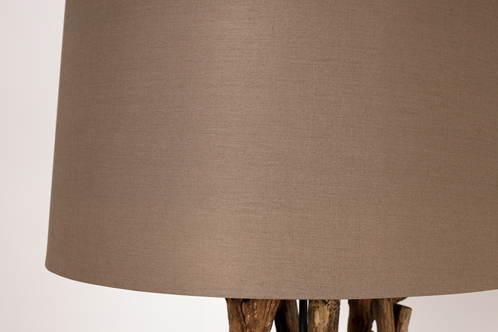 Handgefertigte Stehlampe WILD NATURE 158cm grau Treibholz Stehleuchte Leinenschirm