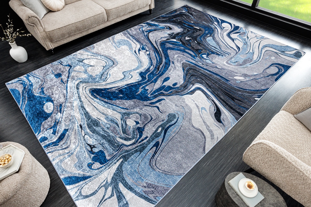 Moderner Teppich ART RUGS 230x160cm grau blau weiß Flachgewebe Indoor