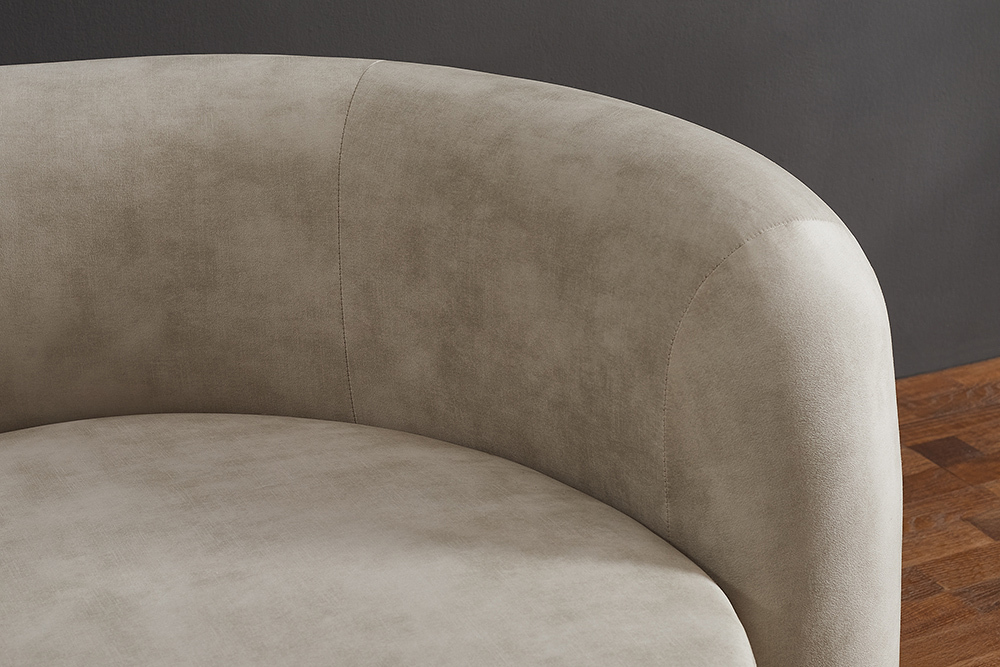 Retro Wohnlandschaft VOGUE 290cm beige Samt XXL-Sofa organische Form inkl. Kissen