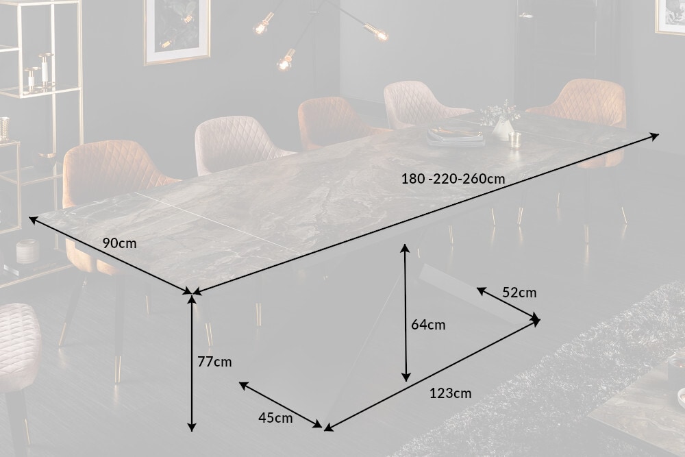 Ausziehbarer Esstisch EUPHORIA 180-220-260cm taupe anthrazit Keramik made in Italy