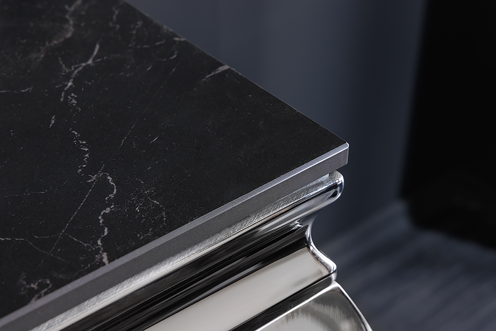 Design Konsolentisch MODERN BAROCK 140cm schwarz anthrazit chrom Keramik Marmor
