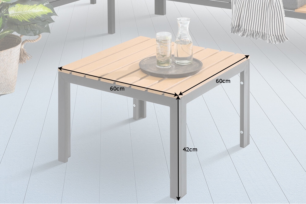 Outdoor Gartentisch ORLANDO LOUNGE 60cm anthrazit natur Aluminium wetterfest