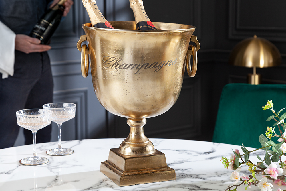 Eleganter Sektkühler CHAMPAGNE 40cm gold Flaschenkühler