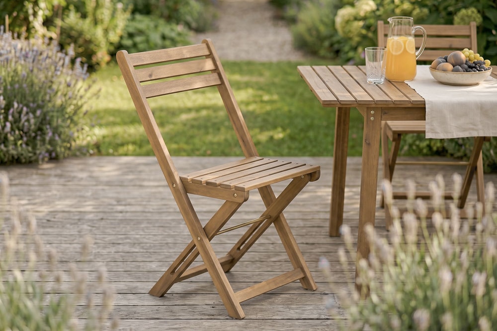 Outdoor Balkon Stuhl BALI natur honey Akazienholz klappbar wetterfest Gartenstuhl