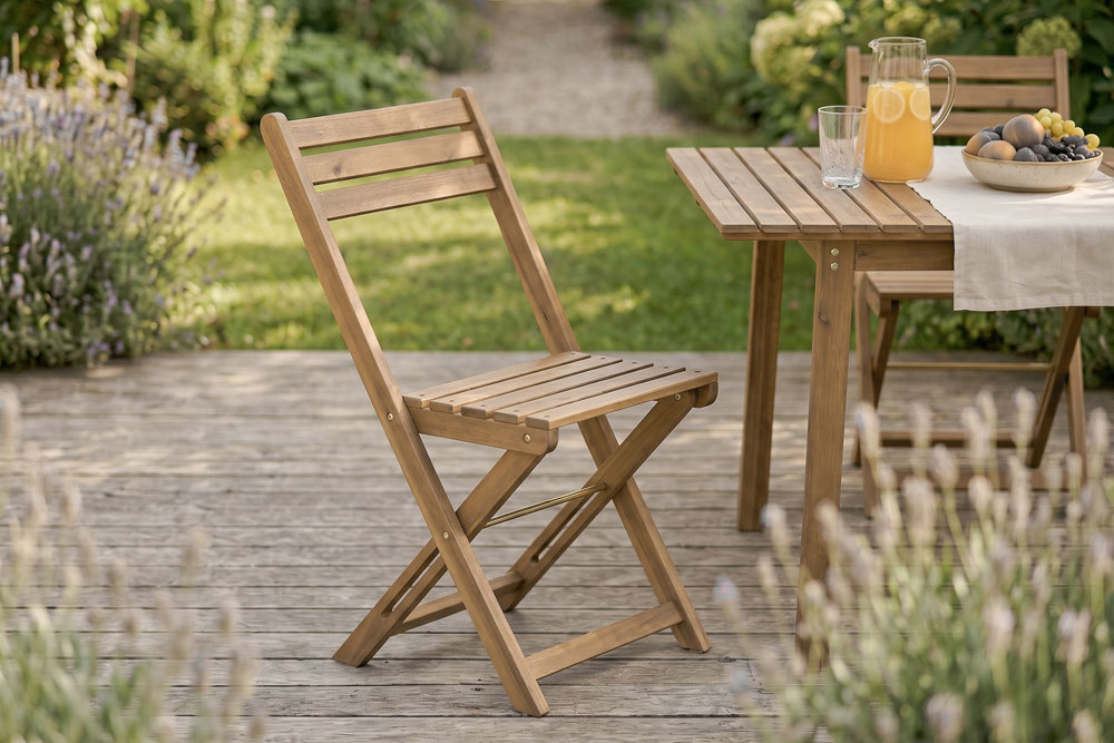 Outdoor Balkon Stuhl BALI natur honey Akazienholz klappbar wetterfest Gartenstuhl » Jetzt kaufen