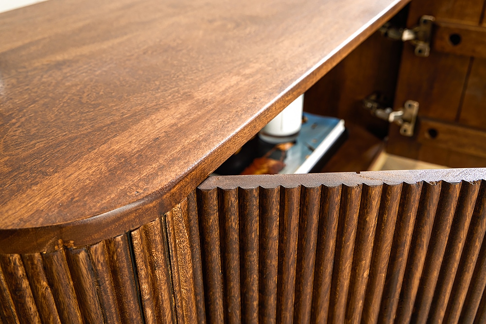 Design Sideboard GATSBY 160cm braun mattgold Mangoholz Retro