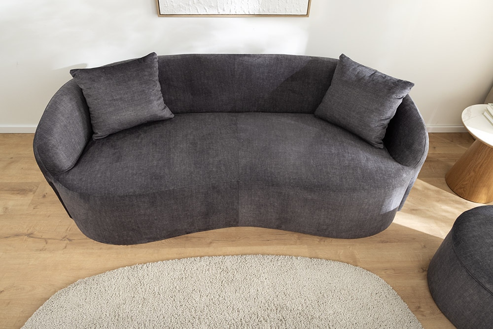 Extravagantes Sofa ELEMENTAL 180cm graphit grau Samt 2-Sitzer Couch organische Form