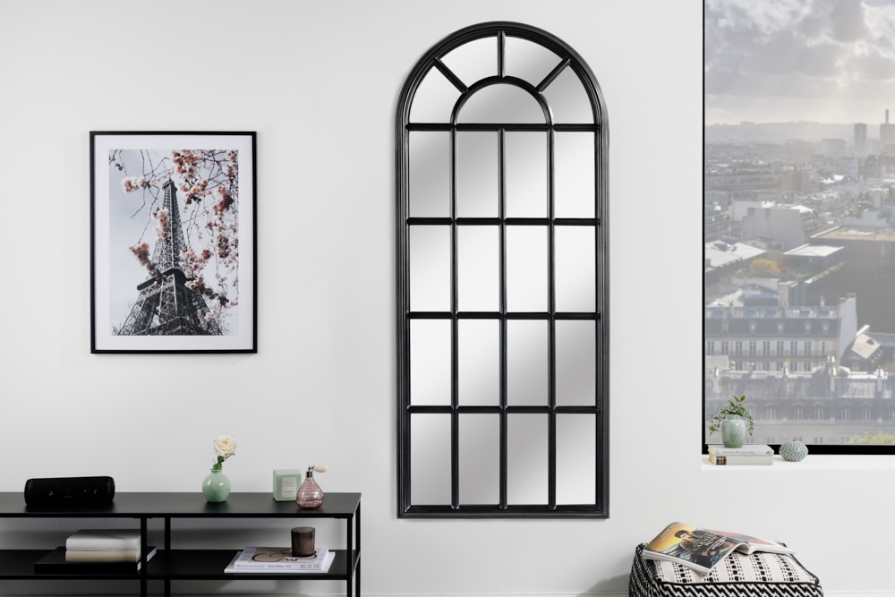 Design Wandspiegel CASTILLO 140cm schwarz Landhausstil Fenster Design Wandspiegel CASTILLO 140cm schwarz Landhausstil Fenster