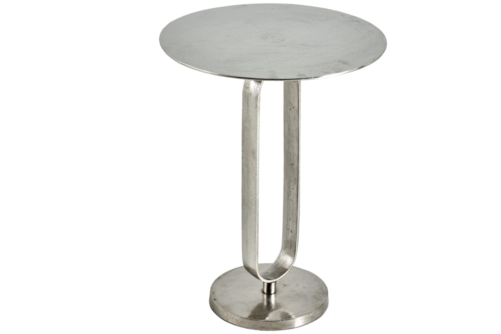 Runder Beistelltisch ELEGANCE 60cm silber Metall Aluminium handmade