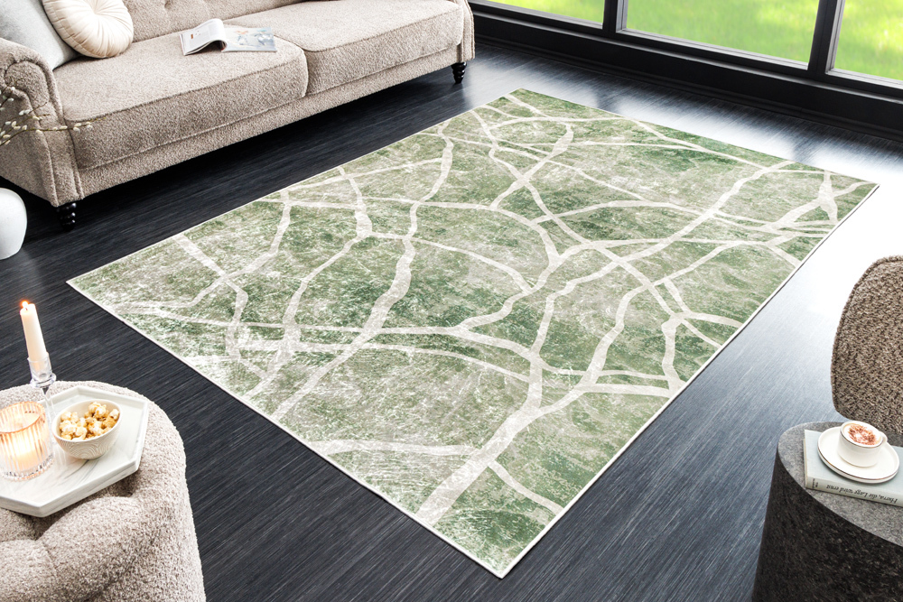 Moderner Teppich JUNGLE 230x160cm grün beige Flachgewebe Indoor-Teppich